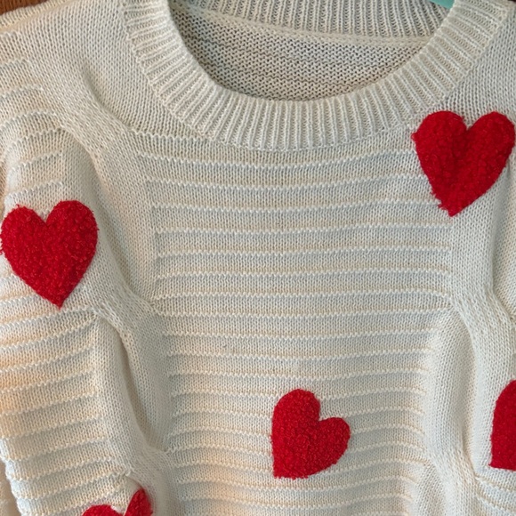 Boutine LA Cream Sweater with Red Hearts - Picture 2 of 7